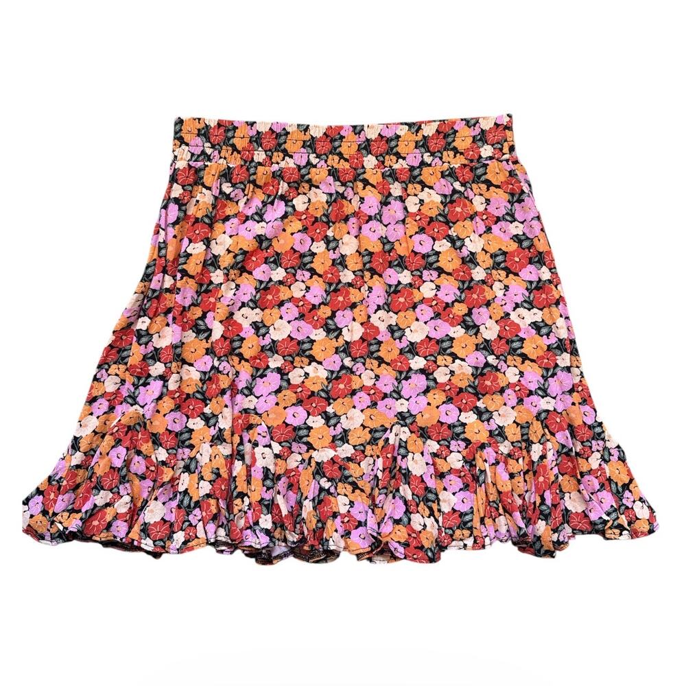 LOFT Floral Skater with a pink and Orange Blooms Size Small - Picture 2 of 6
